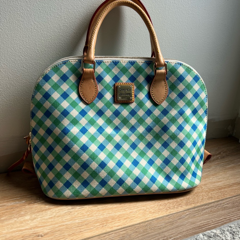 Dooney & Bourke Green and Blue Checkered Satchel